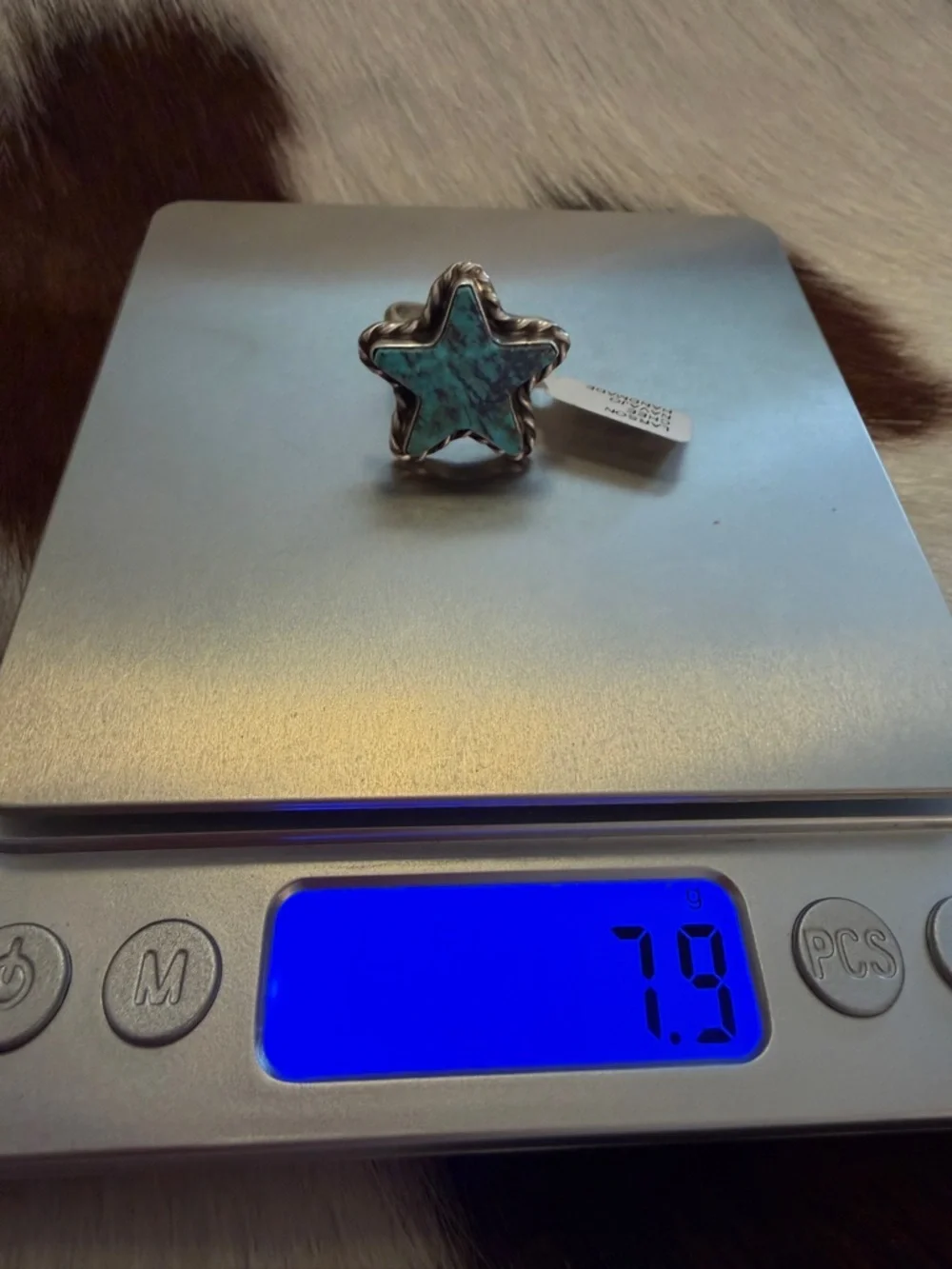 ❤️ Signed “Larson Chee” Kingman Turquoise Star Navajo Native American ADJ RING - Picture 12 of 15